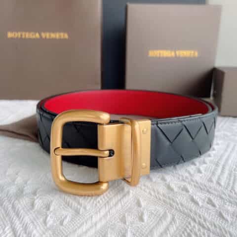 Bottega. Venetia  意大利雾面小牛皮采用编织工艺搭配针式扣头商务休闲腰带3.5cm