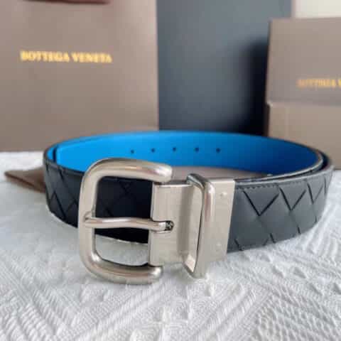 Bottega. Venetia  意大利雾面小牛皮采用编织工艺搭配针式扣头商务休闲腰带3.5cm