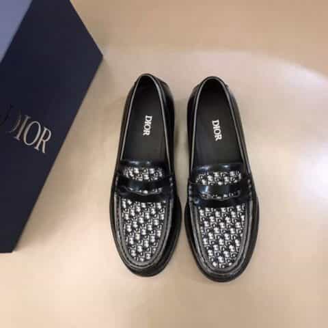 DIOR迪奥   进口帆布拼接头层牛皮男士商务休闲皮鞋