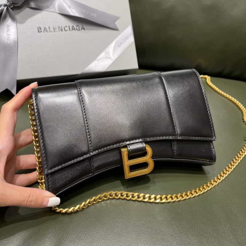Balenciaga Hourglass 19.5 链条款沙漏包 656050平纹黑色金扣