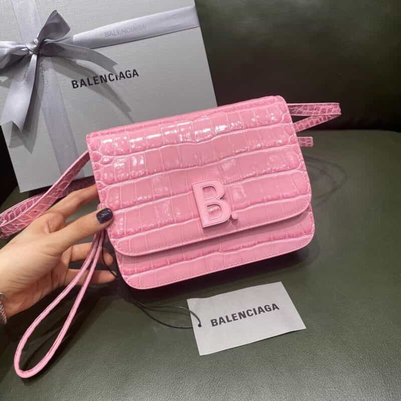 Balenciaga B.Small Bag 豆腐包 618156鳄鱼纹粉色粉扣