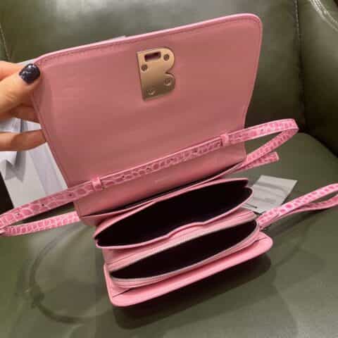 Balenciaga B.Small Bag 豆腐包 618156鳄鱼纹粉色粉扣