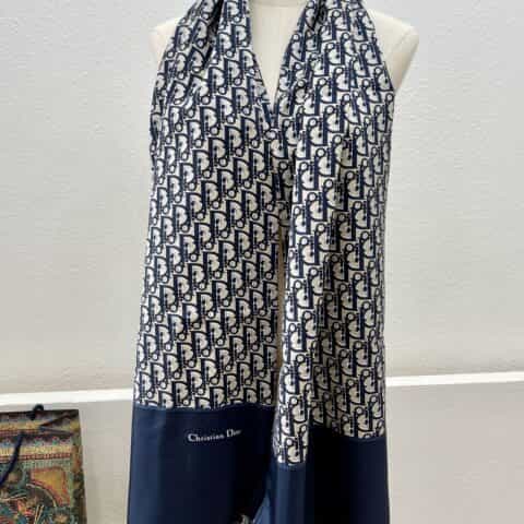 Dior迪奥100%真丝MITZAH “TOILE OBLIQUE”斜纹真丝长巾