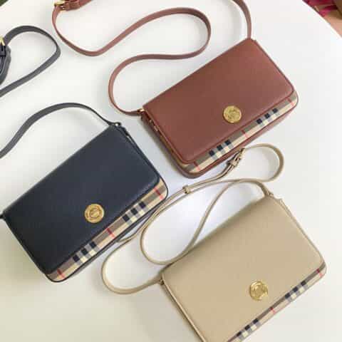 Burberry巴宝莉意大利鞣制粒纹皮革斜背包