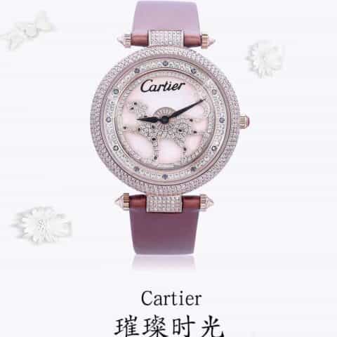 卡地卡时来运转豹子系列拱形蓝宝石镜面石英女表