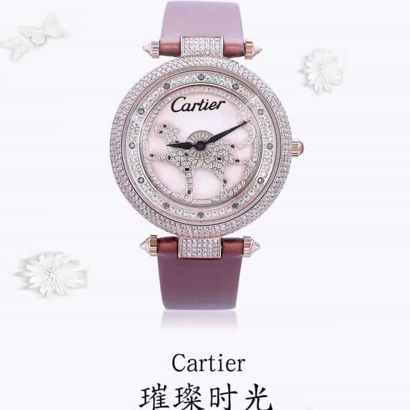 卡地卡时来运转豹子系列拱形蓝宝石镜面石英女表