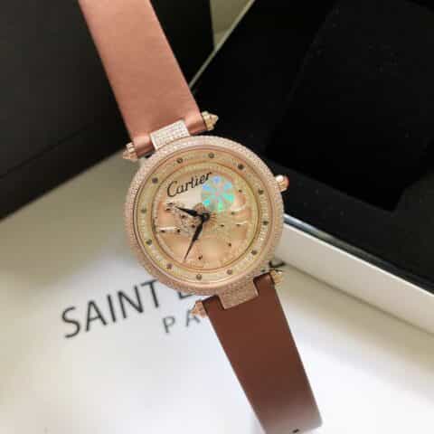 卡地卡时来运转豹子系列拱形蓝宝石镜面石英女表