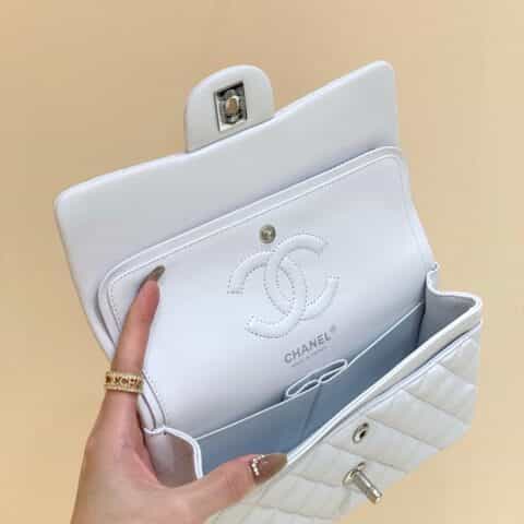 Chanel CF23 Classic flap bag A01113白色羊皮