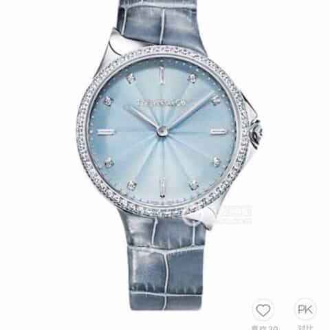 蒂芙尼TIFFANY&co.冰蓝色METRO系列的主打色28mm瑞士原装石英机芯腕表