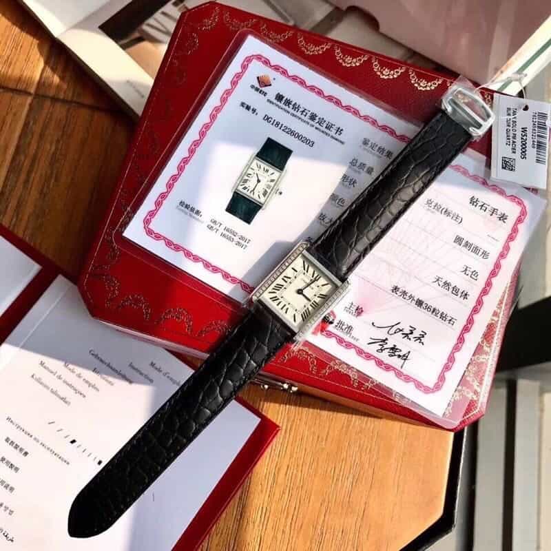 卡家坦克鳄鱼皮真钻小号瑞士石英机芯36颗VS1.1真钻腕表