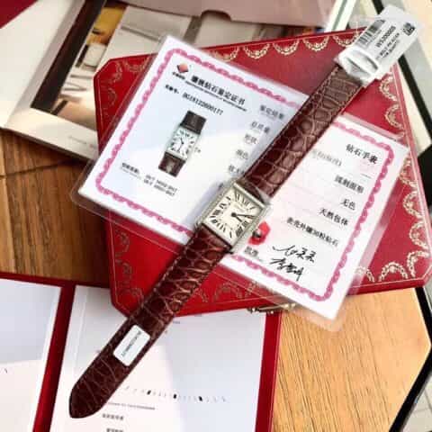 卡家坦克鳄鱼皮真钻小号瑞士石英机芯36颗VS1.1真钻腕表