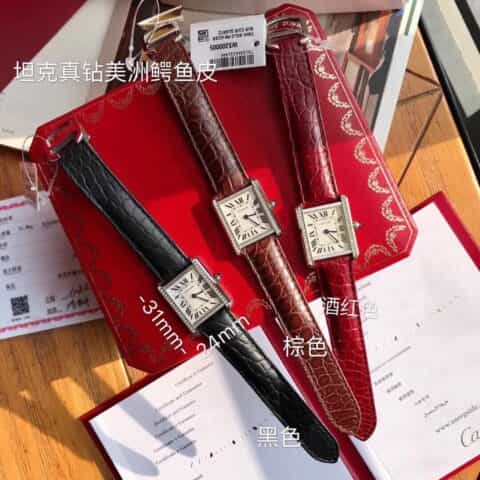 卡家坦克鳄鱼皮真钻小号瑞士石英机芯36颗VS1.1真钻腕表
