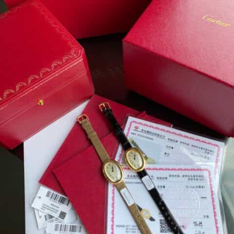 卡地亚浴缸系列Baignoire浴缸系列石英机芯精钢包18K黄金腕表