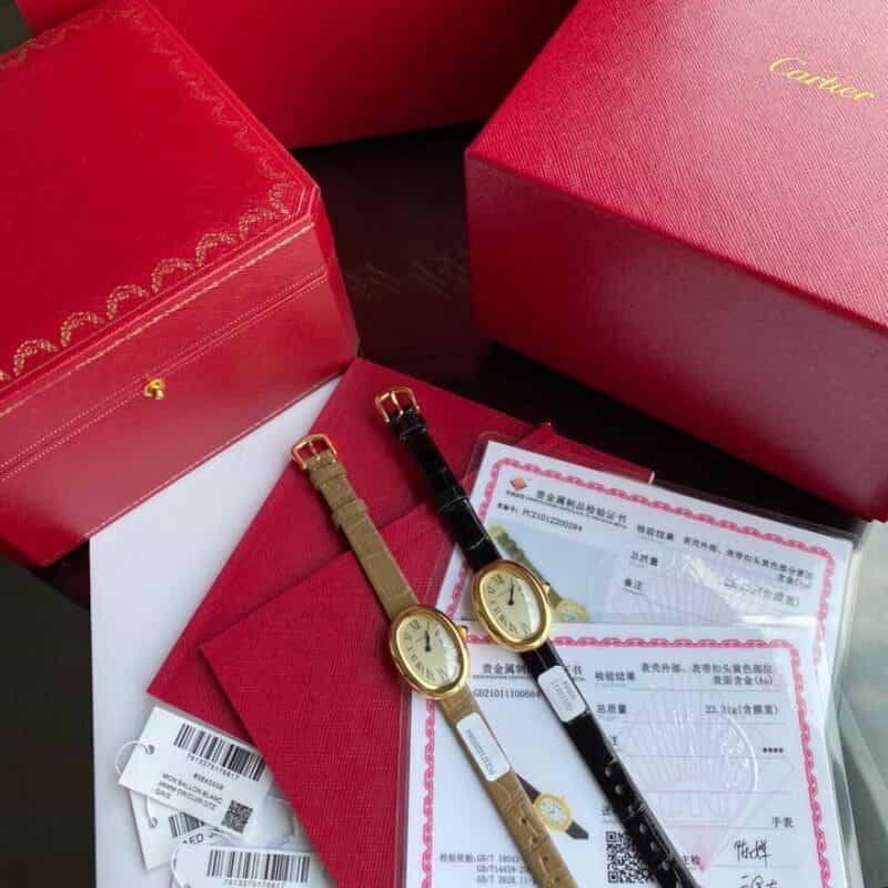 卡地亚浴缸系列Baignoire浴缸系列石英机芯精钢包18K黄金腕表