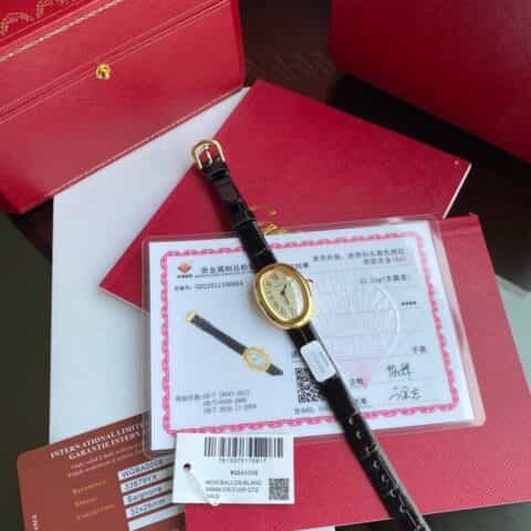 卡地亚浴缸系列Baignoire浴缸系列石英机芯精钢包18K黄金腕表