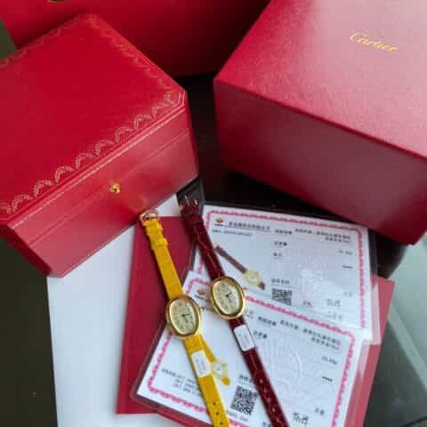 卡地亚浴缸系列Baignoire浴缸系列石英机芯精钢包18K黄金腕表