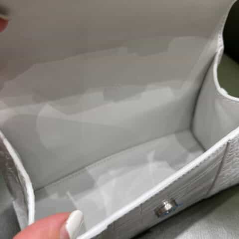 Balenciaga Hourglass XS 鳄鱼纹沙漏包 592833白色银扣