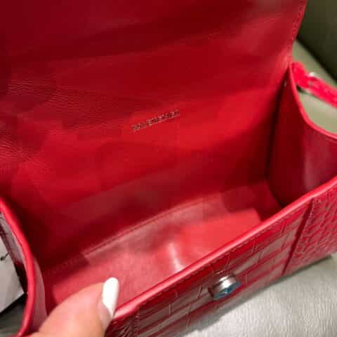Balenciaga Hourglass XS 鳄鱼纹沙漏包 592833红色红扣
