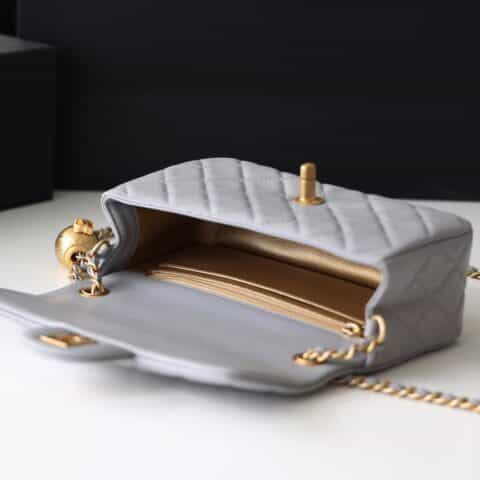 Chanel Flap Bag CF羊皮大Mini金球包 AS1787灰色