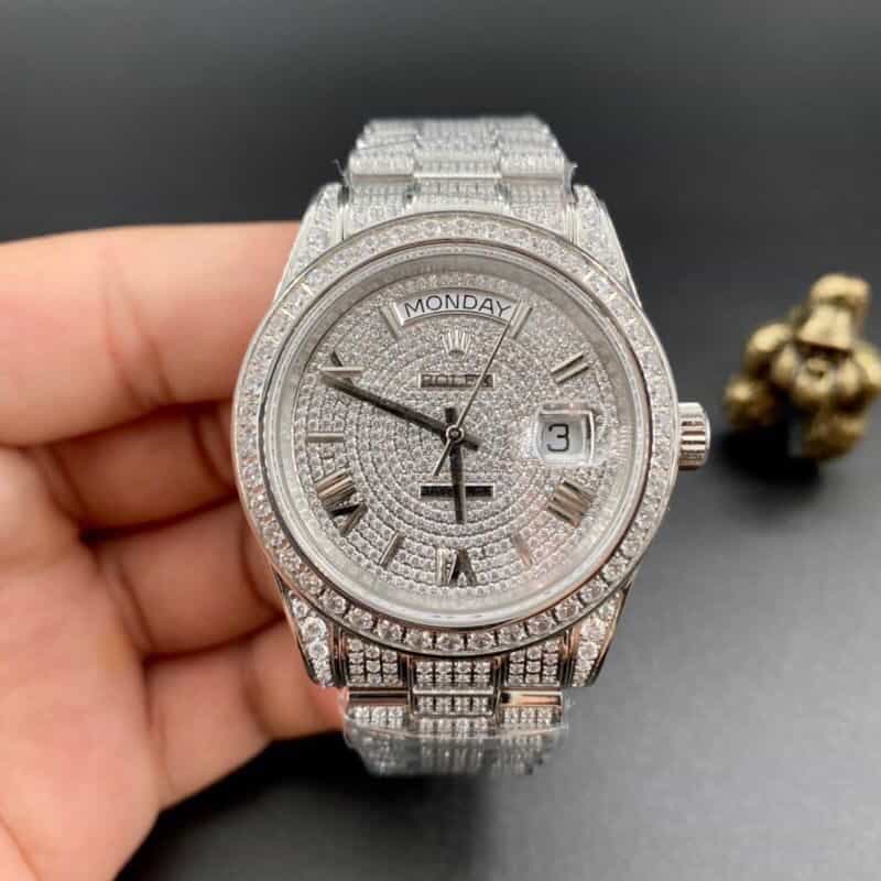 劳力士日志满钻土豪版劳力士奢华18k纳米镶嵌施华洛世奇水晶钻腕表