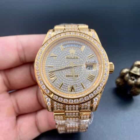 劳力士日志满钻土豪版劳力士奢华18k纳米镶嵌施华洛世奇水晶钻腕表