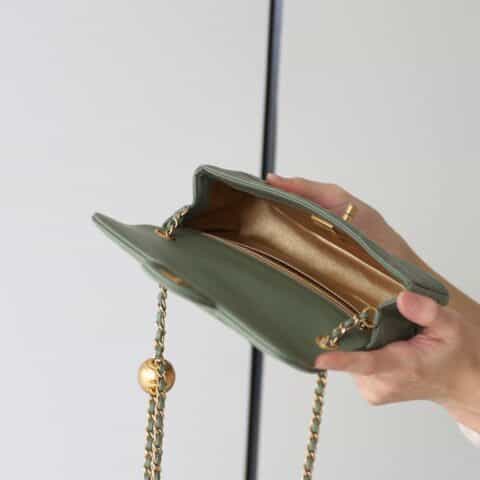 Chanel Flap Bag CF羊皮大Mini金球包 AS1787橄榄绿