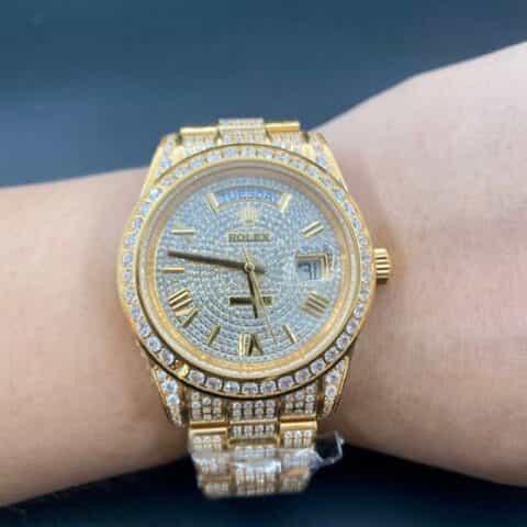 劳力士日志满钻土豪版劳力士奢华18k纳米镶嵌施华洛世奇水晶钻腕表