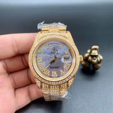 劳力士日志满钻土豪版劳力士奢华18k纳米镶嵌施华洛世奇水晶钻腕表