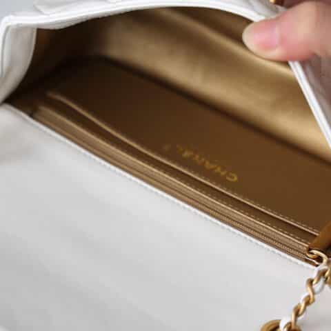 Chanel Flap Bag CF羊皮大Mini金球包 AS1787白色