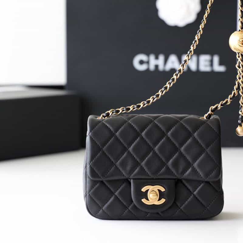 Chanel Flap Bag CF Mini羊皮方胖子金球包 AS1786黑色