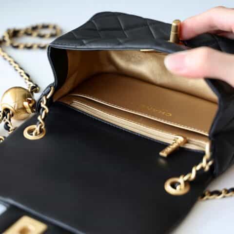 Chanel Flap Bag CF Mini羊皮方胖子金球包 AS1786黑色