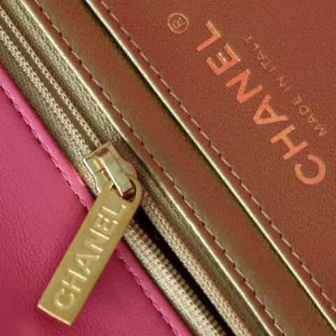 Chanel Flap Bag CF Mini羊皮方胖子金球包 AS1786玫红
