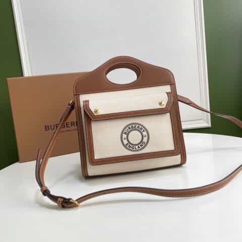 Burberry巴宝莉双色帆布托特包80324061