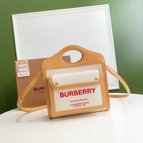 Burberry巴宝莉双色帆布托特包80324061