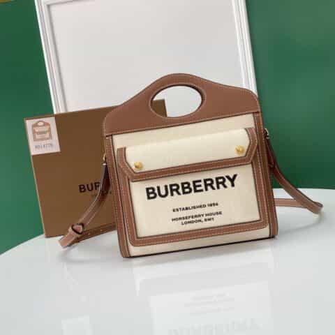 Burberry巴宝莉双色帆布托特包80324061