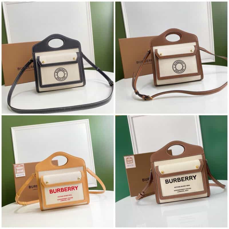 Burberry巴宝莉双色帆布托特包80324061