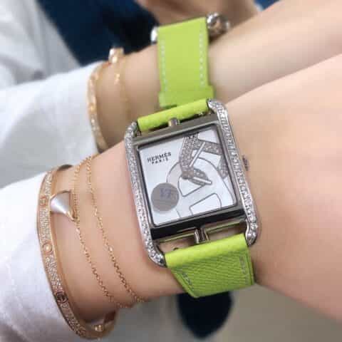 牛皮表带:爱马仕Hermes“锚链”图案腕表