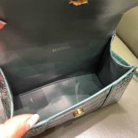 Balenciaga Hourglass XS 鳄鱼纹沙漏包 592833绿色金扣
