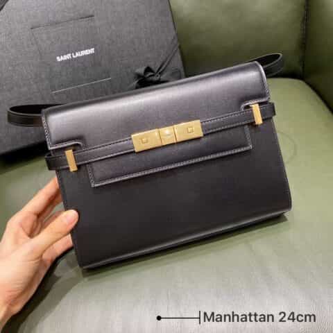 Saint laurent Ysl Manhattan 24 翻盖曼哈顿法棍包 675626黑色平纹金扣