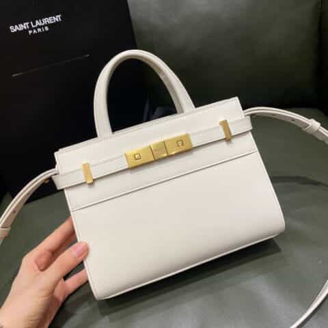 Saint laurent Ysl Manhattan Nano牙签纹手提包 593741奶白色