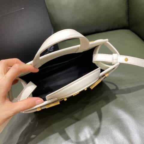 Saint laurent Ysl Manhattan Nano牙签纹手提包 593741奶白色