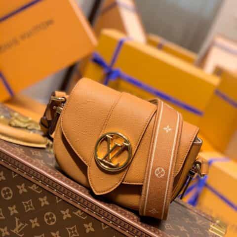 Louis Vuitton LV Pont 9 Soft 中号马鞍包 M58968金橘色