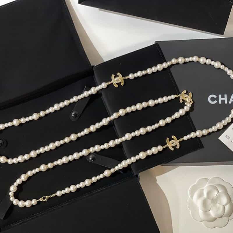 2021新款CHANEL香奈儿多层双c珍珠毛衣链项链