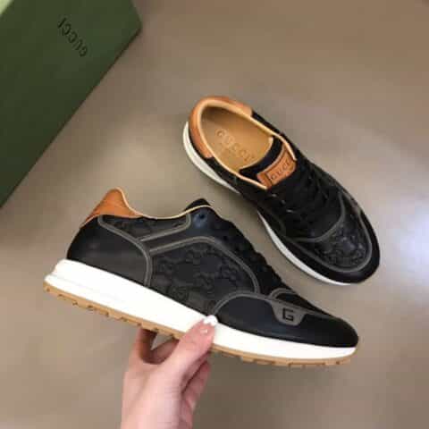 GUCCI古驰  进口压纹小牛皮G家男士GG运动鞋