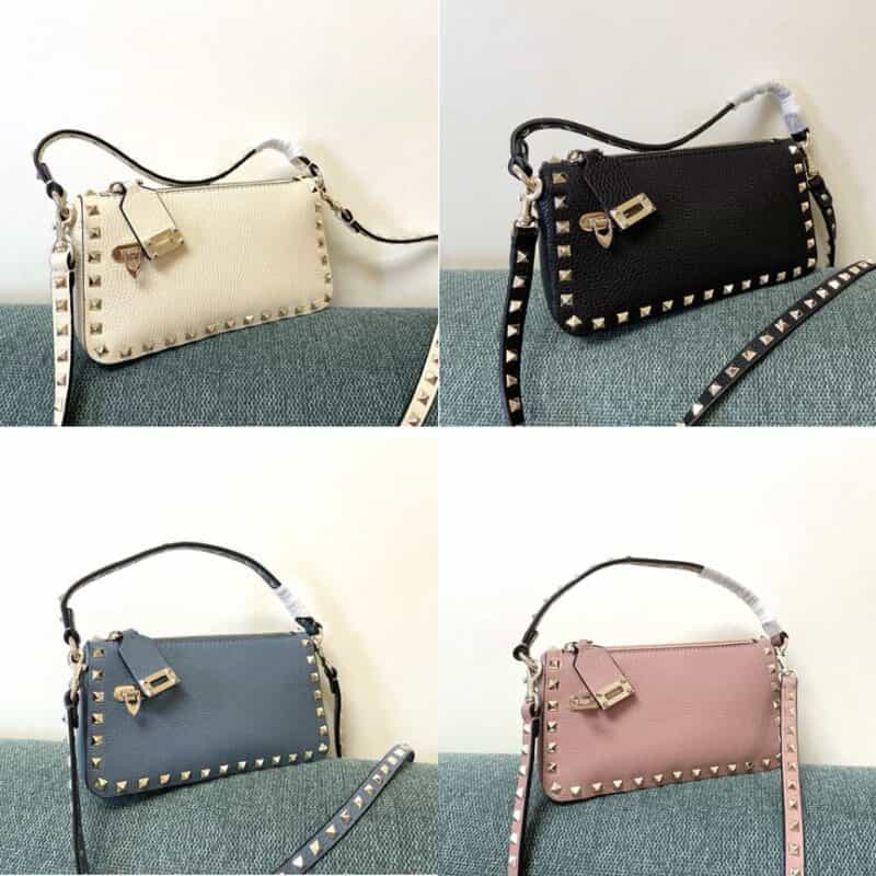 Valentino华伦天奴Garavani Rockstud 小号粒面小牛皮斜挎包5500