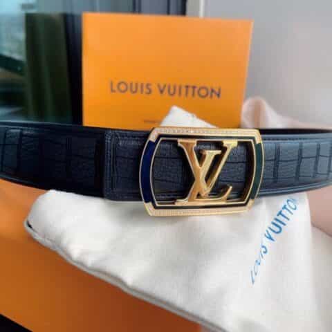 LV/路易威登  采用稀缺鹿皮镶嵌4.0cm腰带