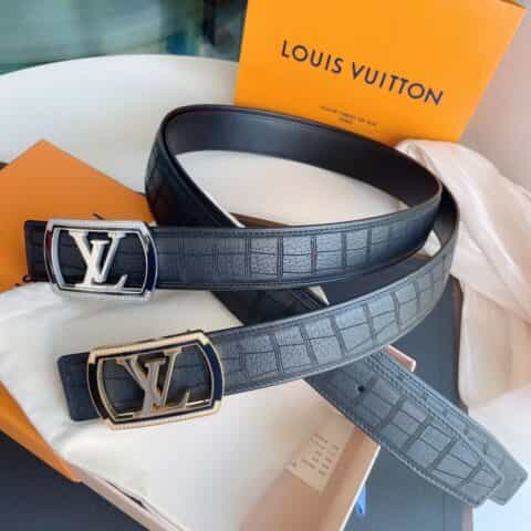 LV/路易威登  采用稀缺鹿皮镶嵌4.0cm腰带
