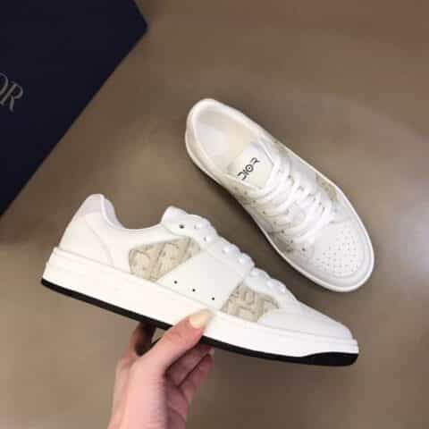DIOR迪奥    进口头层牛皮拼接印花布面低帮B27休闲运动鞋