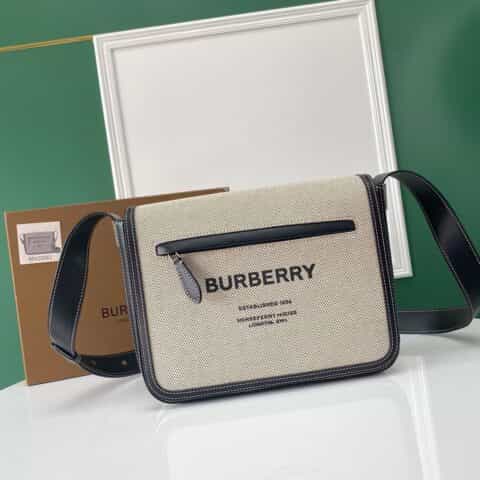 Burberry巴宝莉棉质帆布面料最新款信使包