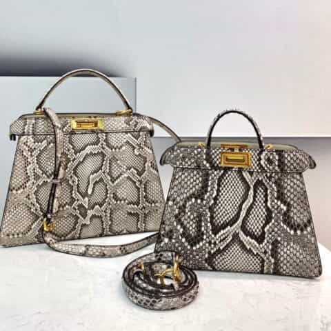 FENDI芬迪蟒蛇皮peekaboo手袋80023S 80023L